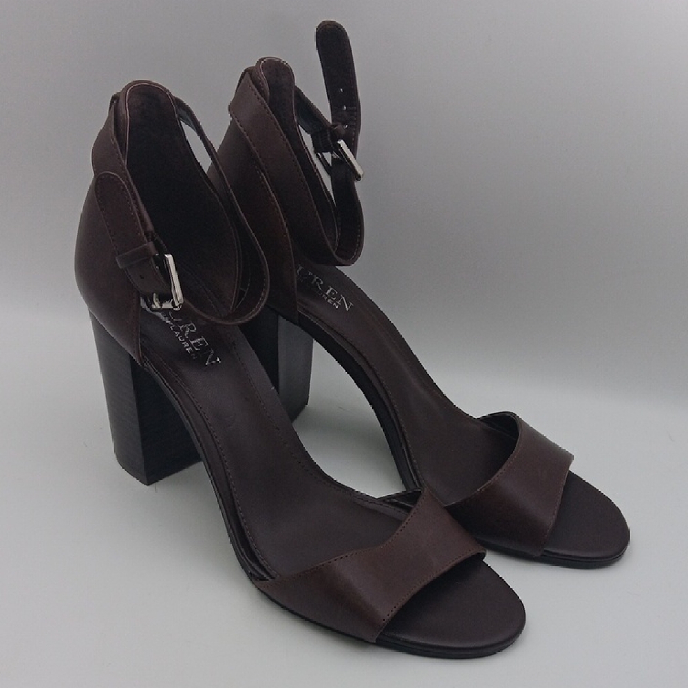 RALPH LAUREN BROWN LEATHER WOMEN'S HEELS